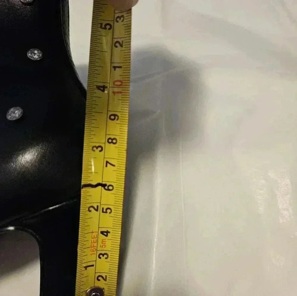 Gianni Bini Black Leather Rhinestone Boots Size 6.5 - Picture 5 of 5